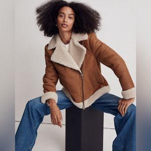 Madewell Oversized Shearling Motorcycle Jacket